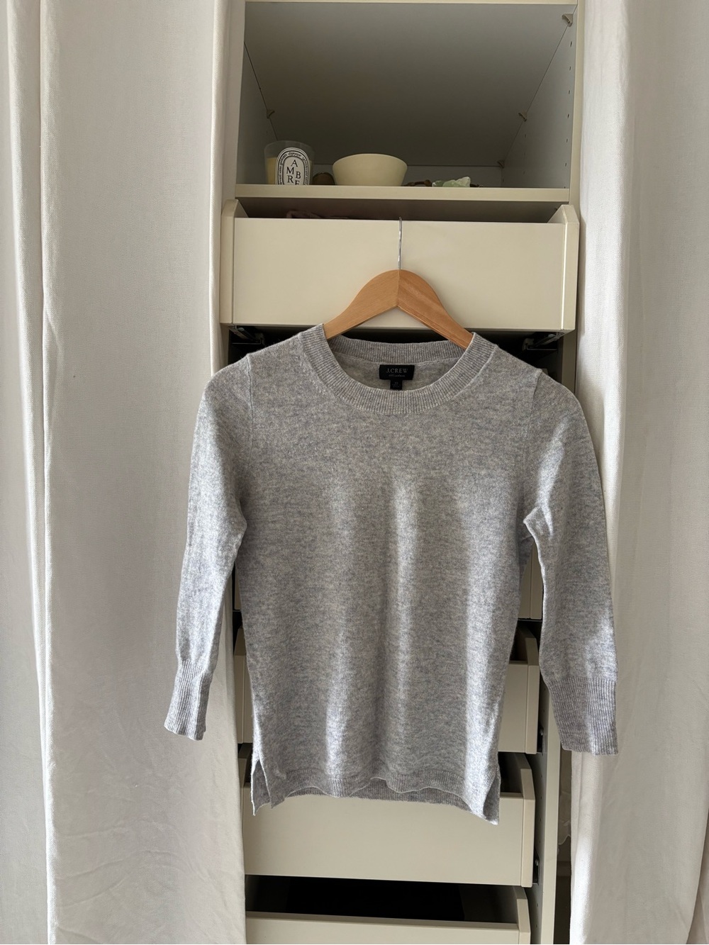 J. Crew Heather Light Gray Cashmere Crewneck Sweater